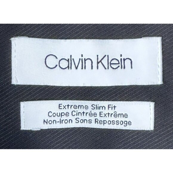 Calvin Klein Mens Dress Shirt Extreme Slim Fit Collared Black Sz XL 17-1/2-34/35 - Picture 4 of 9